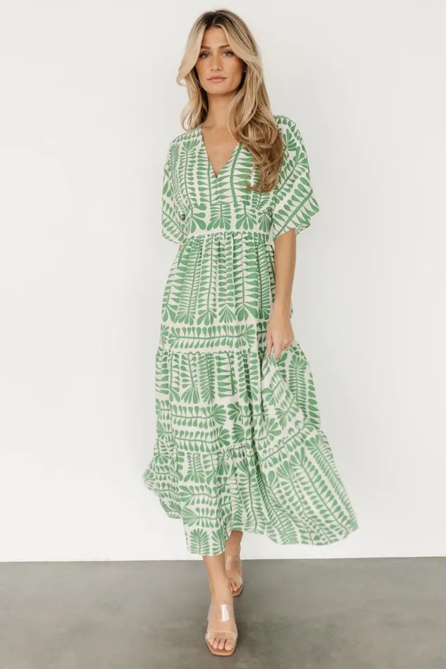 Baltic Born Bump Friendly Women Austin Kimono Dress Green Print Baltic Born Bump Friendly Women Austin Kimono Dress Green Print