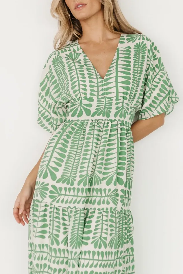 Baltic Born Bump Friendly Women Austin Kimono Dress Green Print Baltic Born Bump Friendly Women Austin Kimono Dress Green Print