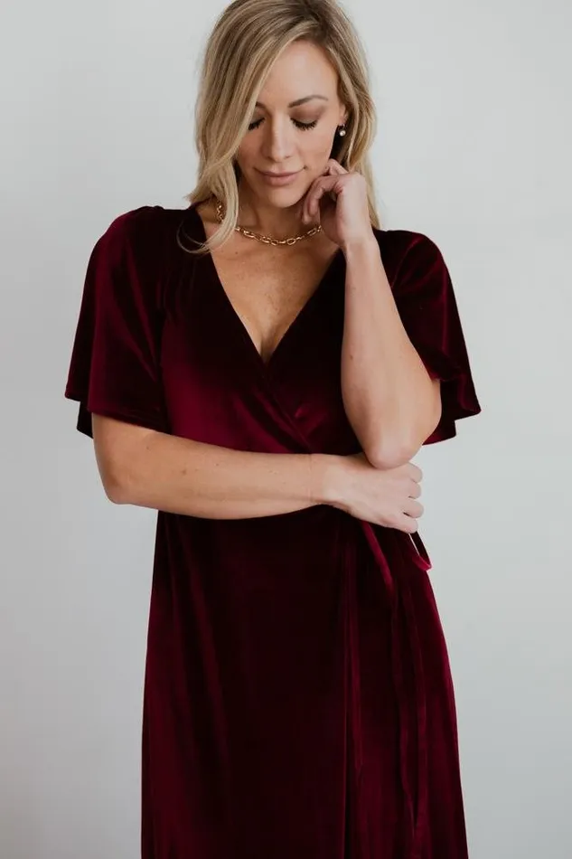 Baltic Born Bump Friendly Women Meghan Velvet Wrap Maxi Dress Mulberry Baltic Born Bump Friendly Women Meghan Velvet Wrap Maxi Dress Mulberry