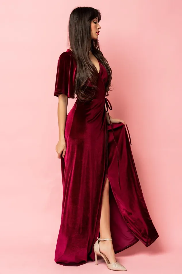 Baltic Born Bump Friendly Women Meghan Velvet Wrap Maxi Dress Mulberry Baltic Born Bump Friendly Women Meghan Velvet Wrap Maxi Dress Mulberry
