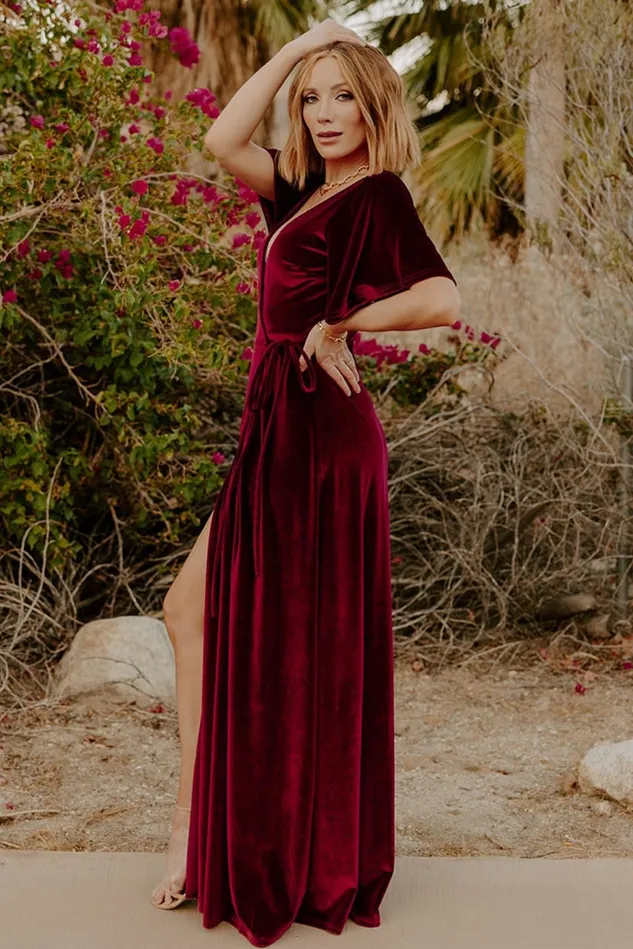 Baltic Born Bump Friendly Women Meghan Velvet Wrap Maxi Dress Mulberry Baltic Born Bump Friendly Women Meghan Velvet Wrap Maxi Dress Mulberry