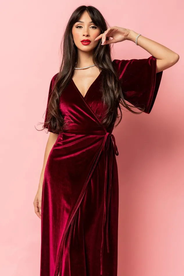 Baltic Born Bump Friendly Women Meghan Velvet Wrap Maxi Dress Mulberry Baltic Born Bump Friendly Women Meghan Velvet Wrap Maxi Dress Mulberry