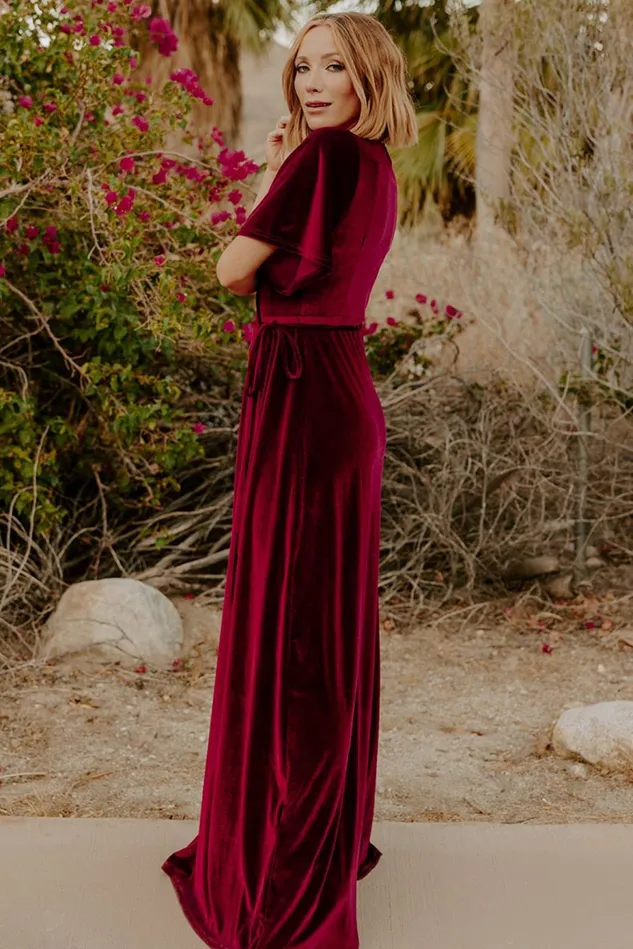 Baltic Born Bump Friendly Women Meghan Velvet Wrap Maxi Dress Mulberry Baltic Born Bump Friendly Women Meghan Velvet Wrap Maxi Dress Mulberry