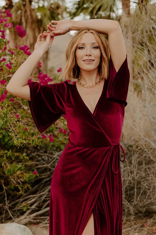 Baltic Born Bump Friendly Women Meghan Velvet Wrap Maxi Dress Mulberry Baltic Born Bump Friendly Women Meghan Velvet Wrap Maxi Dress Mulberry