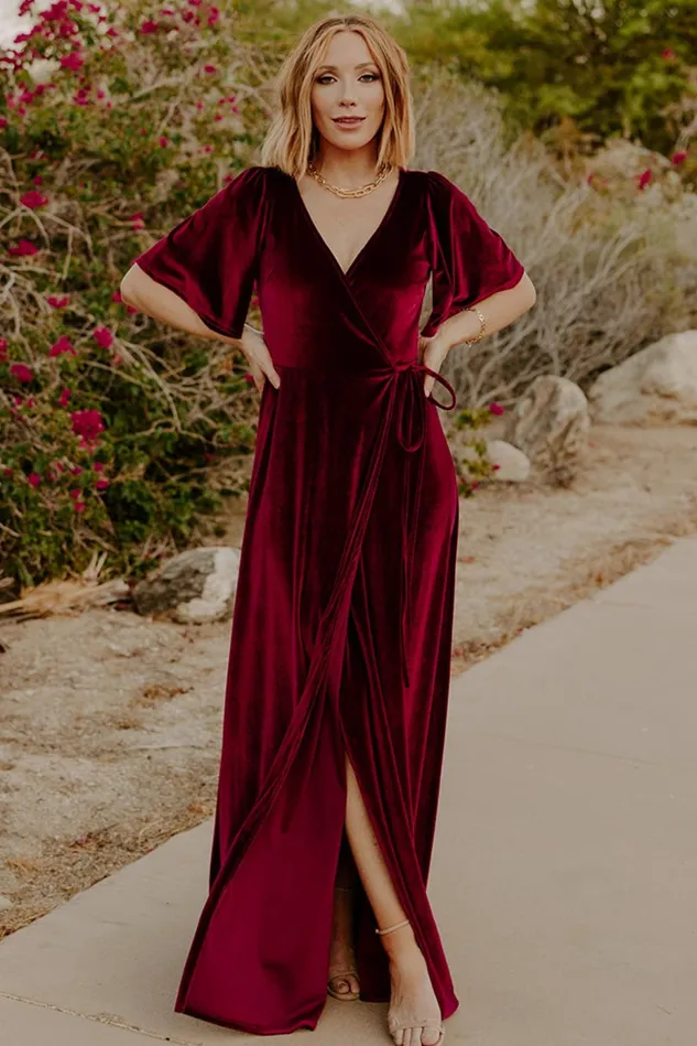 Baltic Born Bump Friendly Women Meghan Velvet Wrap Maxi Dress Mulberry Baltic Born Bump Friendly Women Meghan Velvet Wrap Maxi Dress Mulberry