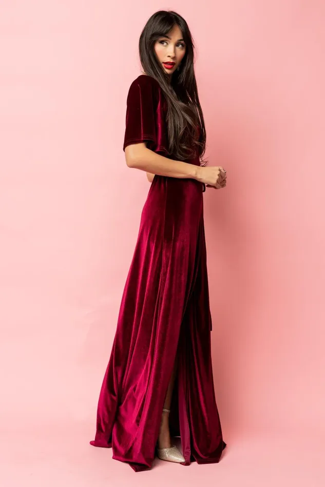 Baltic Born Bump Friendly Women Meghan Velvet Wrap Maxi Dress Mulberry Baltic Born Bump Friendly Women Meghan Velvet Wrap Maxi Dress Mulberry