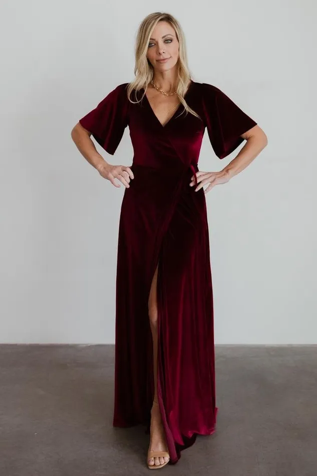 Baltic Born Bump Friendly Women Meghan Velvet Wrap Maxi Dress Mulberry Baltic Born Bump Friendly Women Meghan Velvet Wrap Maxi Dress Mulberry