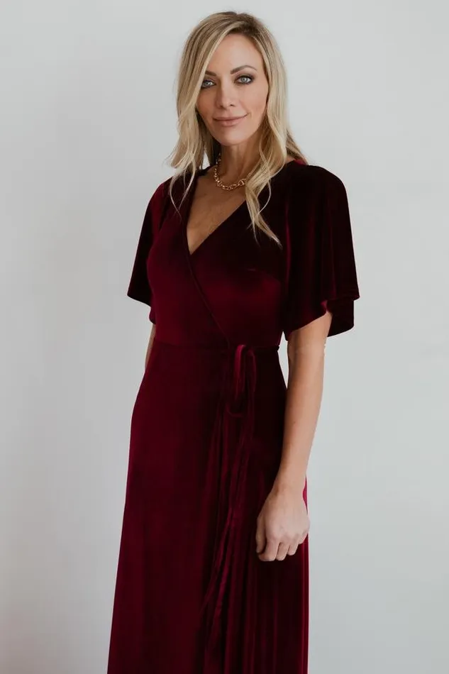 Baltic Born Bump Friendly Women Meghan Velvet Wrap Maxi Dress Mulberry Baltic Born Bump Friendly Women Meghan Velvet Wrap Maxi Dress Mulberry