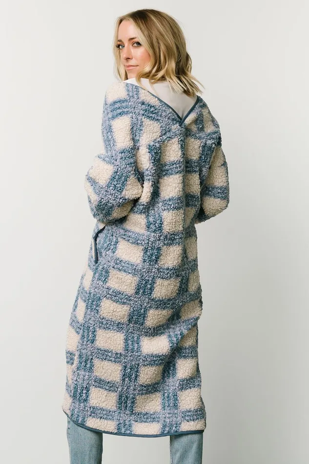 Baltic Born Cardigans Women Breckenridge Sherpa Long Cardigan Blue Plaid Baltic Born Cardigans Women Breckenridge Sherpa Long Cardigan Blue Plaid
