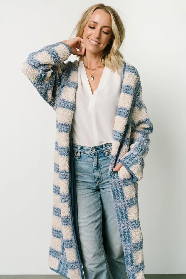 Baltic Born Cardigans Women Breckenridge Sherpa Long Cardigan Blue Plaid Baltic Born Cardigans Women Breckenridge Sherpa Long Cardigan Blue Plaid