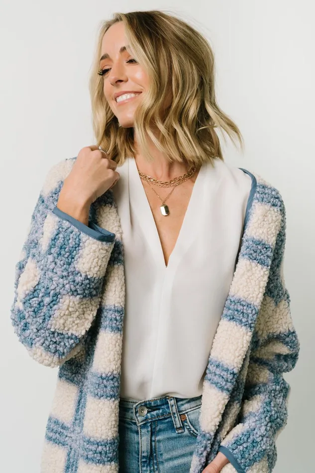 Baltic Born Cardigans Women Breckenridge Sherpa Long Cardigan Blue Plaid Baltic Born Cardigans Women Breckenridge Sherpa Long Cardigan Blue Plaid