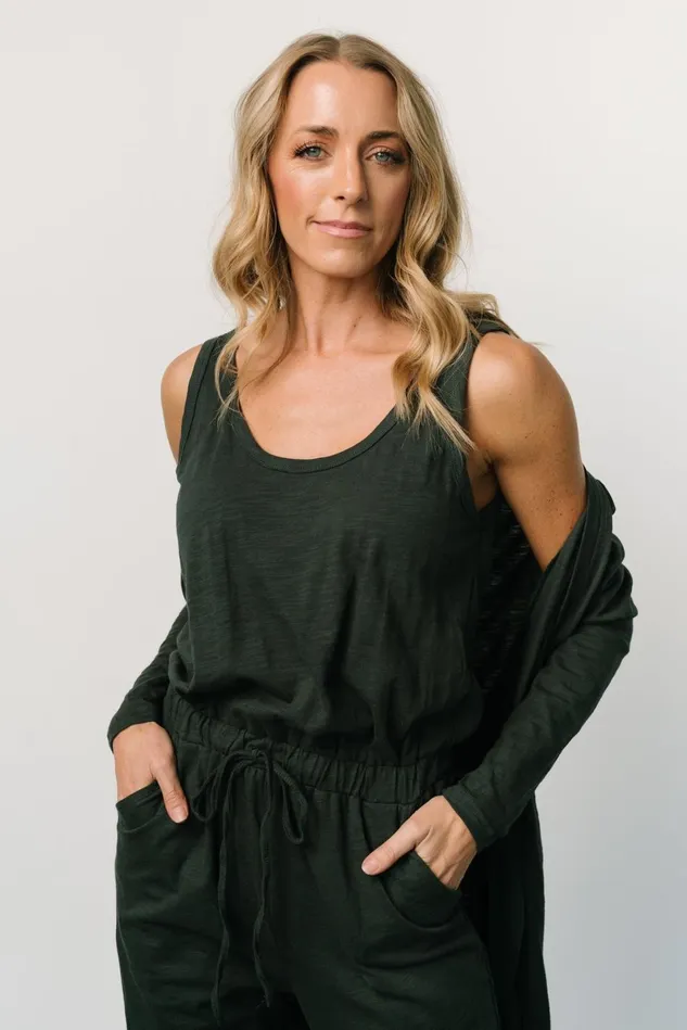 Baltic Born Cardigans Women Janae Jumpsuit Cardigan Set Dark Green