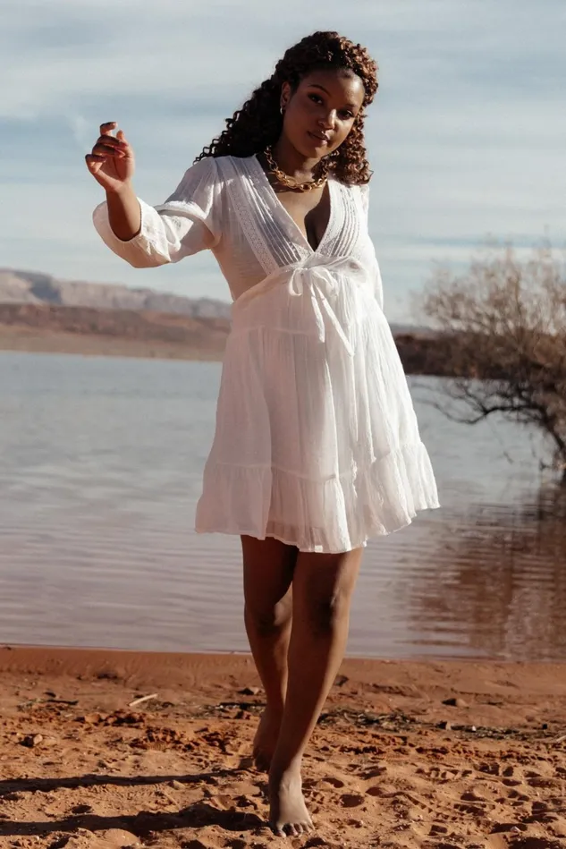 Baltic Born Cover Ups Women Amelia Boho Mini Dress Off White