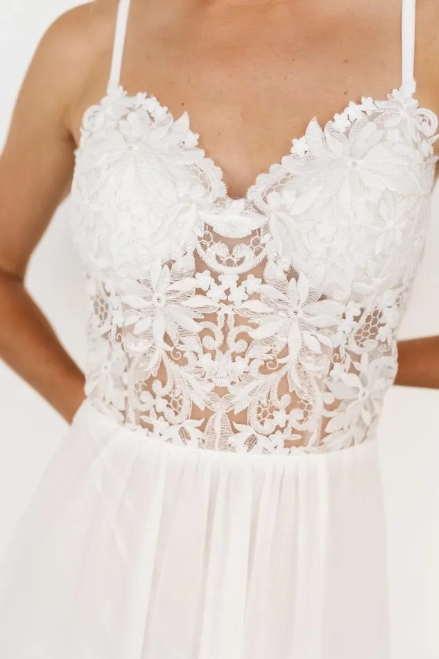 Baltic Born Embellished Sequin Women Samantha Lace Top Gown Off White Baltic Born Embellished Sequin Women Samantha Lace Top Gown Off White