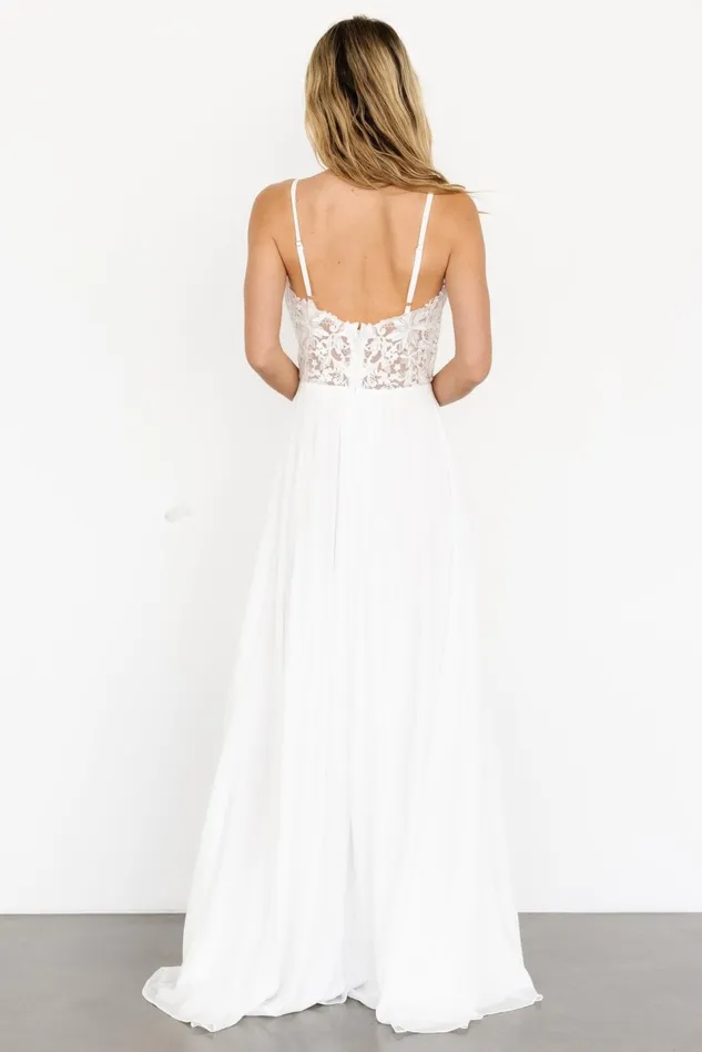 Baltic Born Embellished Sequin Women Samantha Lace Top Gown Off White Baltic Born Embellished Sequin Women Samantha Lace Top Gown Off White