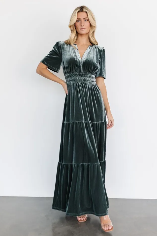 Baltic Born Maxi Dresses Women Artemis Velvet Maxi Dress Eucalyptus