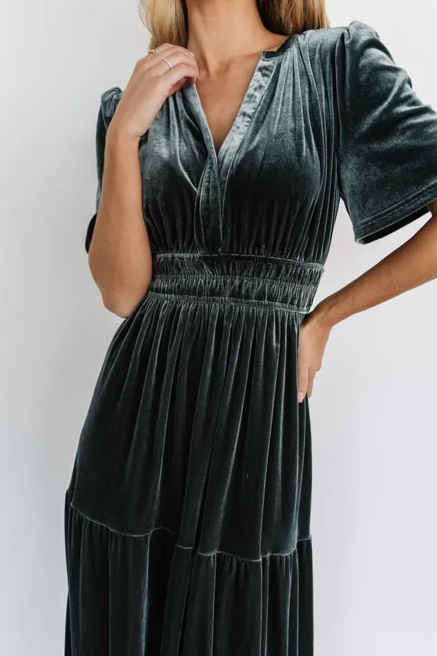 Baltic Born Maxi Dresses Women Artemis Velvet Maxi Dress Eucalyptus Baltic Born Maxi Dresses Women Artemis Velvet Maxi Dress Eucalyptus