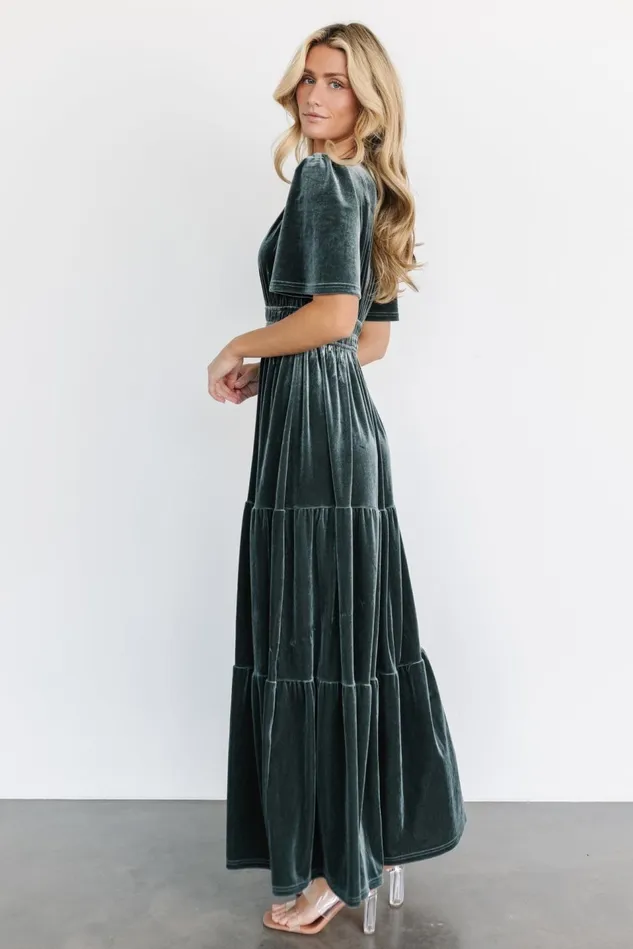 Baltic Born Maxi Dresses Women Artemis Velvet Maxi Dress Eucalyptus Baltic Born Maxi Dresses Women Artemis Velvet Maxi Dress Eucalyptus