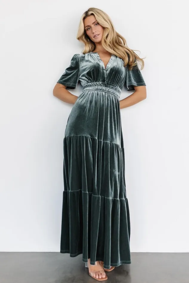 Baltic Born Maxi Dresses Women Artemis Velvet Maxi Dress Eucalyptus Baltic Born Maxi Dresses Women Artemis Velvet Maxi Dress Eucalyptus