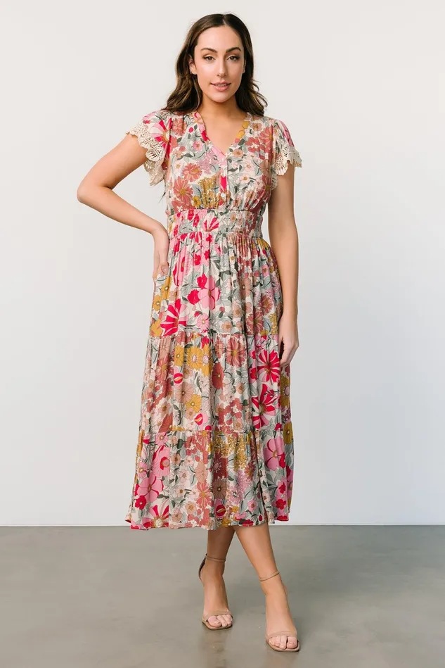 Baltic Born Midi Dresses Women Aliyah Midi Dress Cream Multi Floral