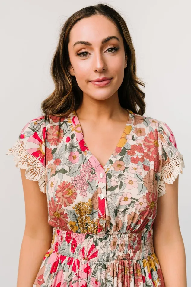 Baltic Born Midi Dresses Women Aliyah Midi Dress Cream Multi Floral Baltic Born Midi Dresses Women Aliyah Midi Dress Cream Multi Floral
