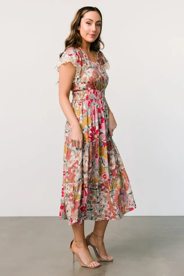 Baltic Born Midi Dresses Women Aliyah Midi Dress Cream Multi Floral Baltic Born Midi Dresses Women Aliyah Midi Dress Cream Multi Floral