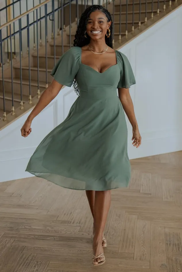 Baltic Born Midi Dresses Women Colette Sweetheart Midi Dress Dark Sage