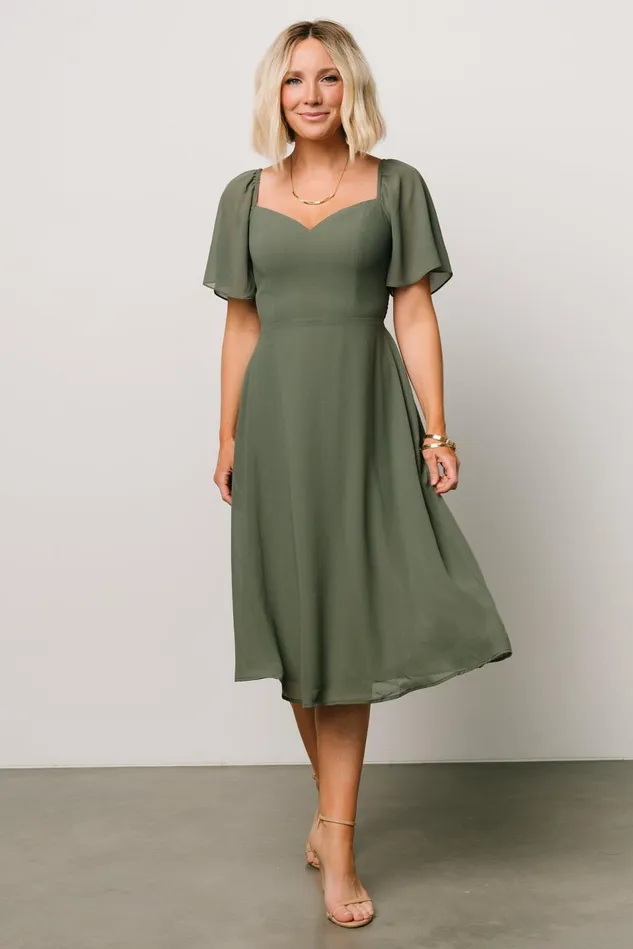 Baltic Born Midi Dresses Women Colette Sweetheart Midi Dress Dark Sage