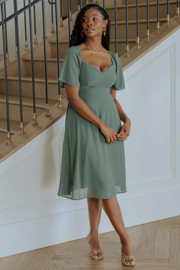 Baltic Born Midi Dresses Women Colette Sweetheart Midi Dress Dark Sage