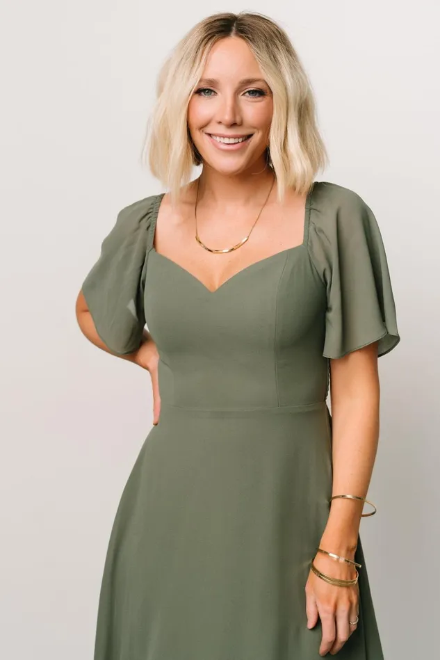 Baltic Born Midi Dresses Women Colette Sweetheart Midi Dress Dark Sage