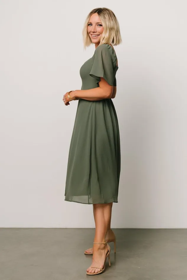Baltic Born Midi Dresses Women Colette Sweetheart Midi Dress Dark Sage