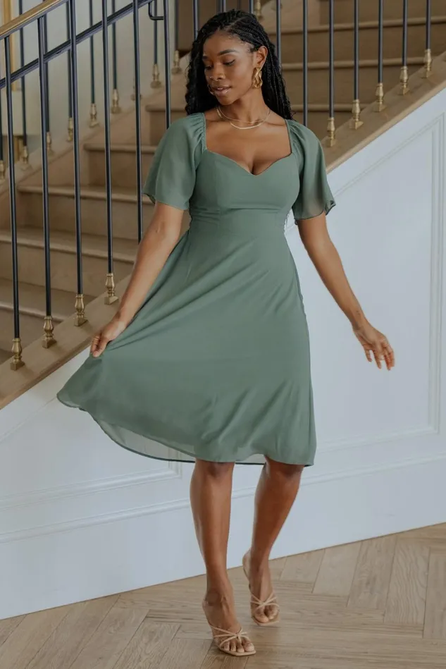 Baltic Born Midi Dresses Women Colette Sweetheart Midi Dress Dark Sage