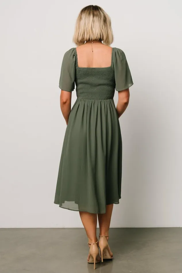 Baltic Born Midi Dresses Women Colette Sweetheart Midi Dress Dark Sage
