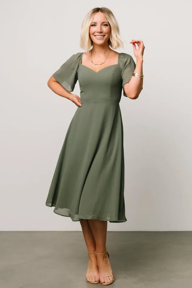Baltic Born Midi Dresses Women Colette Sweetheart Midi Dress Dark Sage