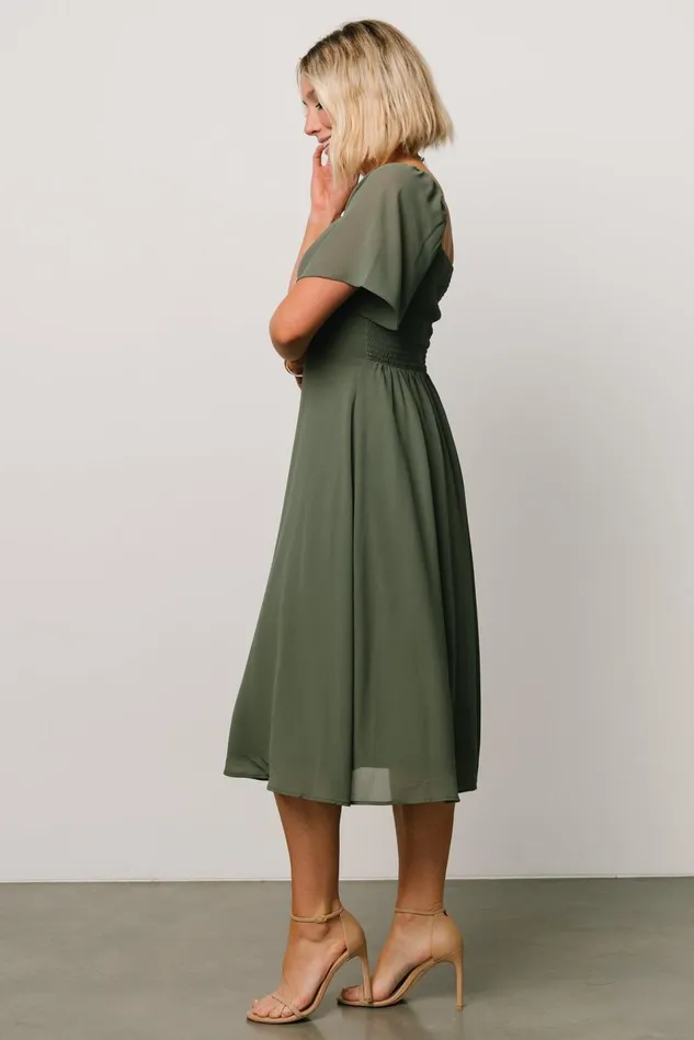 Baltic Born Midi Dresses Women Colette Sweetheart Midi Dress Dark Sage