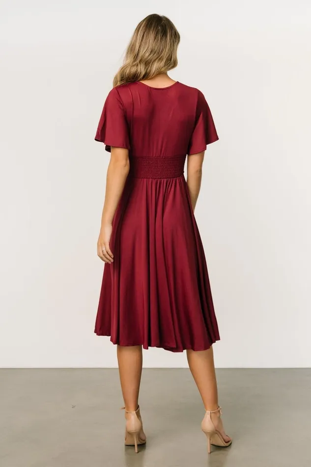 Baltic Born Midi Dresses Women Janette Midi Dress Wine Baltic Born Midi Dresses Women Janette Midi Dress Wine