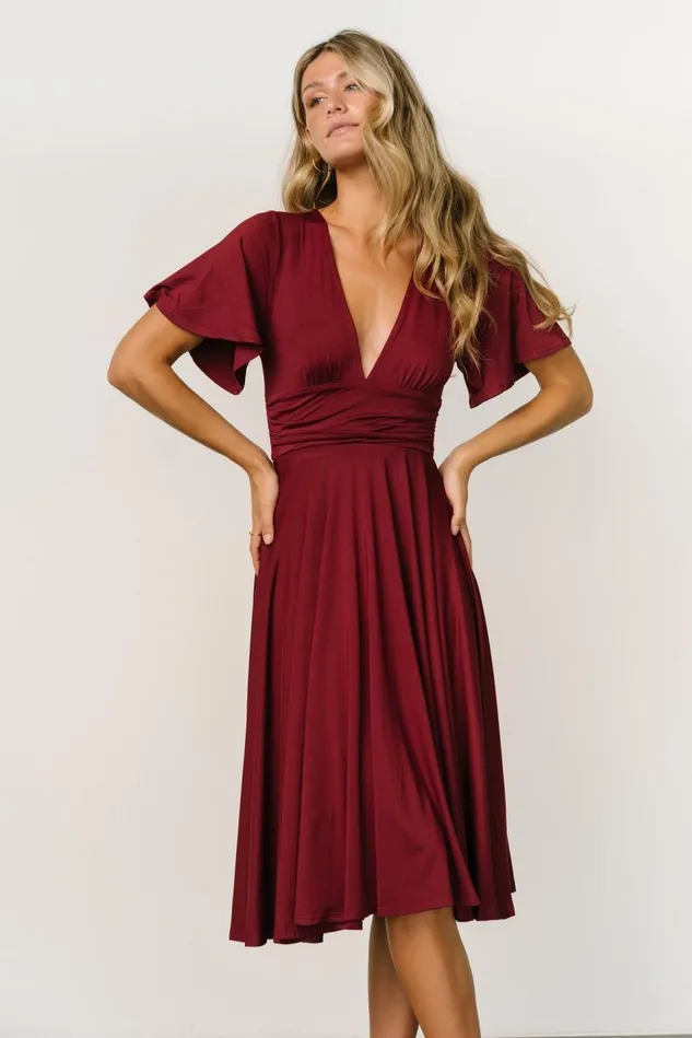 Baltic Born Midi Dresses Women Janette Midi Dress Wine Baltic Born Midi Dresses Women Janette Midi Dress Wine
