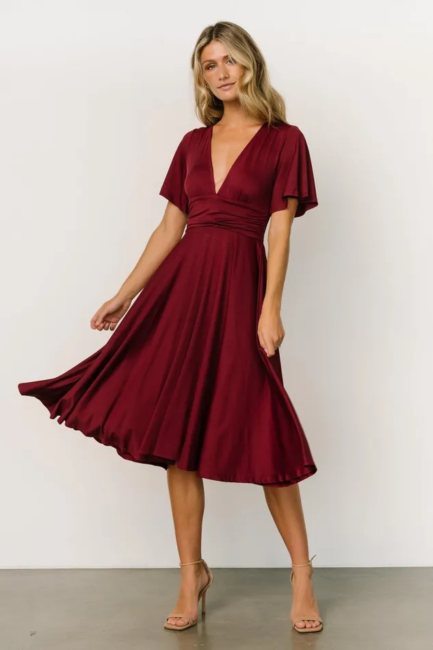 Baltic Born Midi Dresses Women Janette Midi Dress Wine Baltic Born Midi Dresses Women Janette Midi Dress Wine