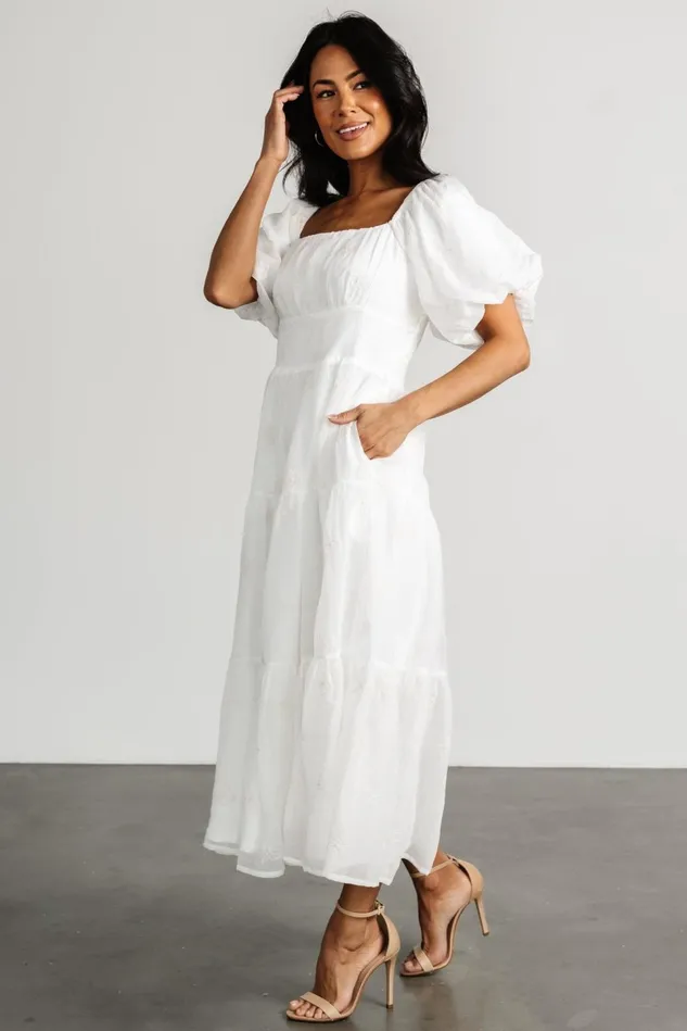 Baltic Born Midi Dresses Women Rina Embroidered Shimmer Dress Off White Baltic Born Midi Dresses Women Rina Embroidered Shimmer Dress Off White