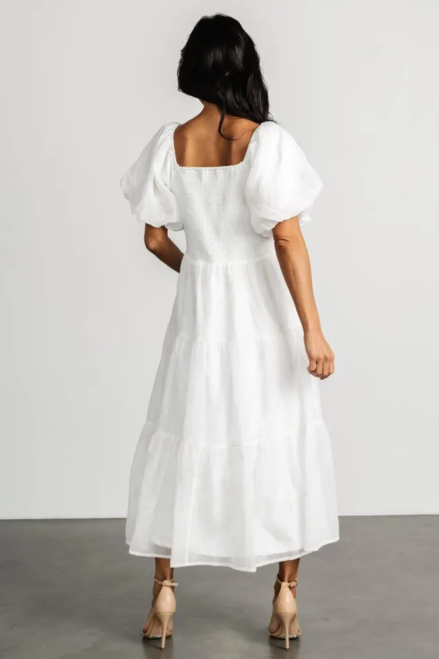 Baltic Born Midi Dresses Women Rina Embroidered Shimmer Dress Off White Baltic Born Midi Dresses Women Rina Embroidered Shimmer Dress Off White
