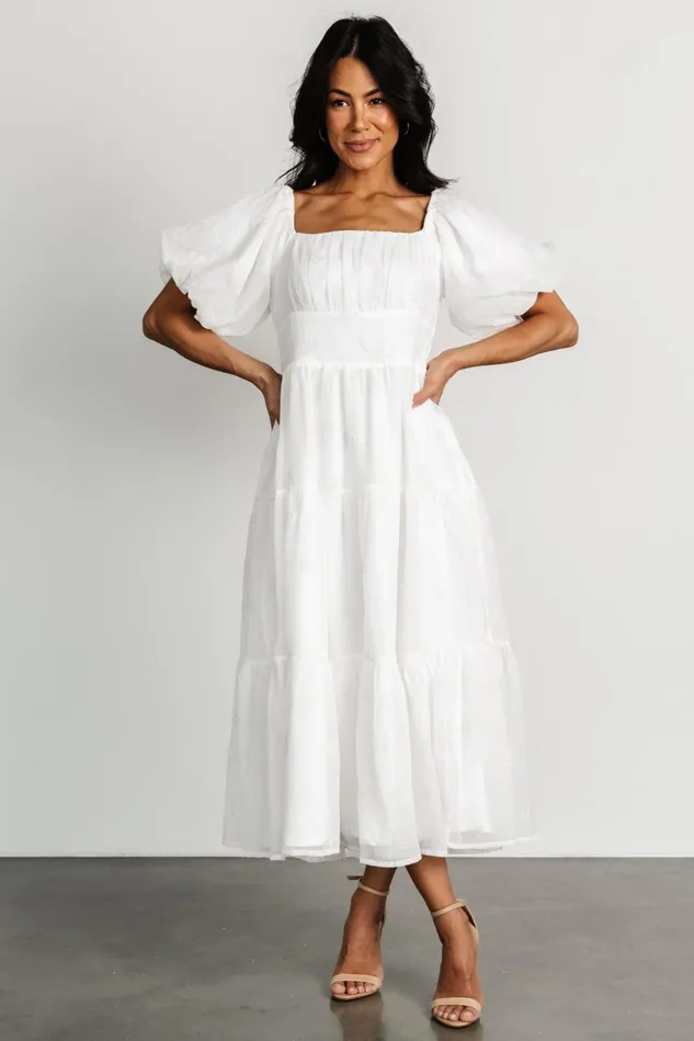 Baltic Born Midi Dresses Women Rina Embroidered Shimmer Dress Off White Baltic Born Midi Dresses Women Rina Embroidered Shimmer Dress Off White