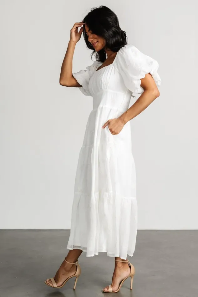 Baltic Born Midi Dresses Women Rina Embroidered Shimmer Dress Off White Baltic Born Midi Dresses Women Rina Embroidered Shimmer Dress Off White