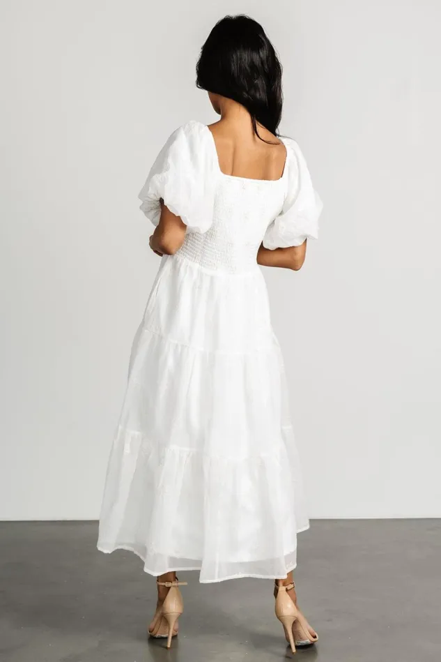 Baltic Born Midi Dresses Women Rina Embroidered Shimmer Dress Off White Baltic Born Midi Dresses Women Rina Embroidered Shimmer Dress Off White