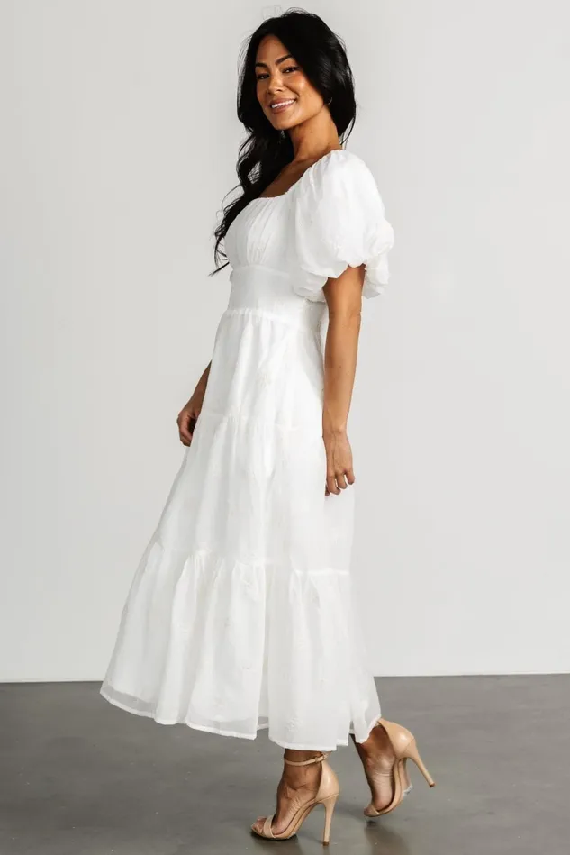 Baltic Born Midi Dresses Women Rina Embroidered Shimmer Dress Off White Baltic Born Midi Dresses Women Rina Embroidered Shimmer Dress Off White