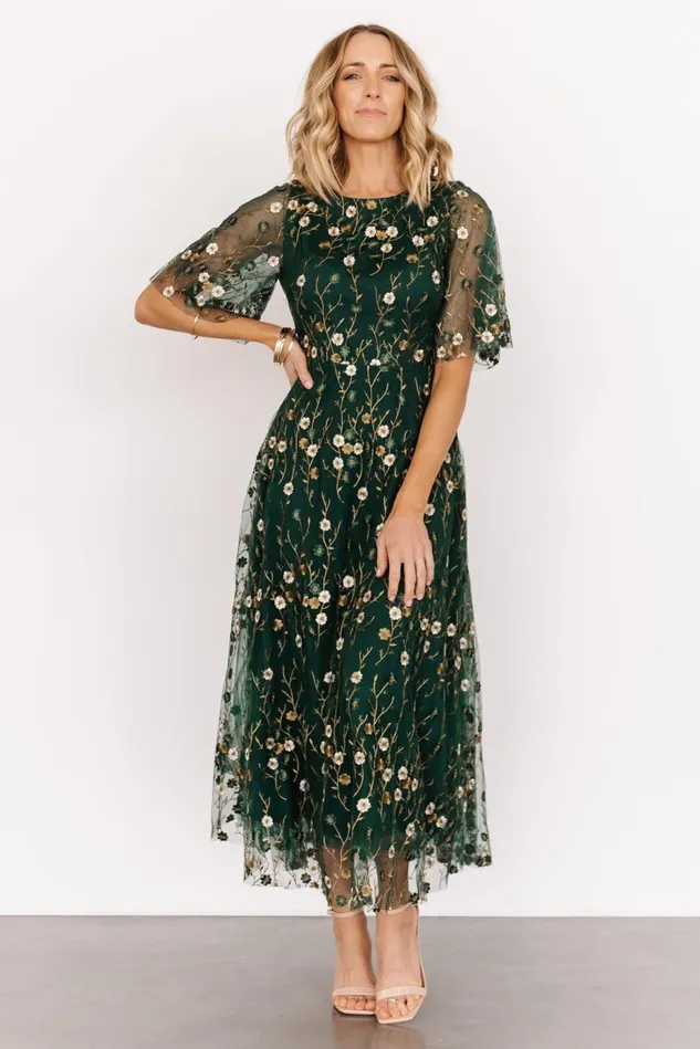 Baltic Born Mother Of The Bride Women Arabella Embroidered Tulle Maxi Dress Dark Green Floral Baltic Born Mother Of The Bride Women Arabella Embroidered Tulle Maxi Dress Dark Green Floral