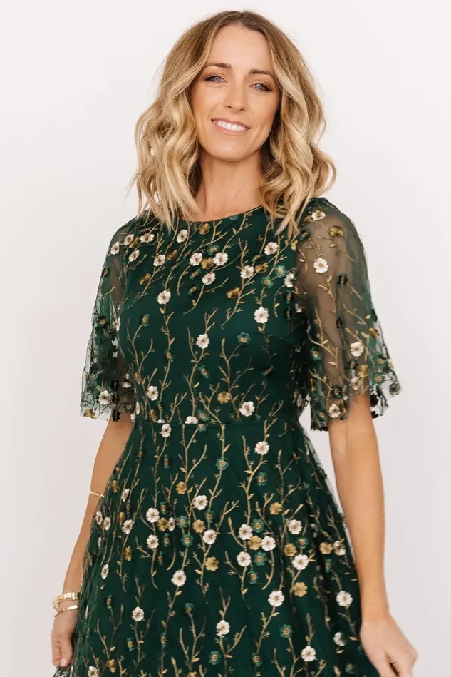 Baltic Born Mother Of The Bride Women Arabella Embroidered Tulle Maxi Dress Dark Green Floral Baltic Born Mother Of The Bride Women Arabella Embroidered Tulle Maxi Dress Dark Green Floral