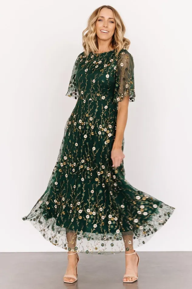 Baltic Born Mother Of The Bride Women Arabella Embroidered Tulle Maxi Dress Dark Green Floral Baltic Born Mother Of The Bride Women Arabella Embroidered Tulle Maxi Dress Dark Green Floral