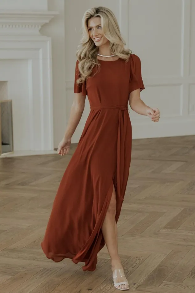 Baltic Born Mother Of The Bride Women Naomi Short Sleeve Maxi Dress Cinnamon