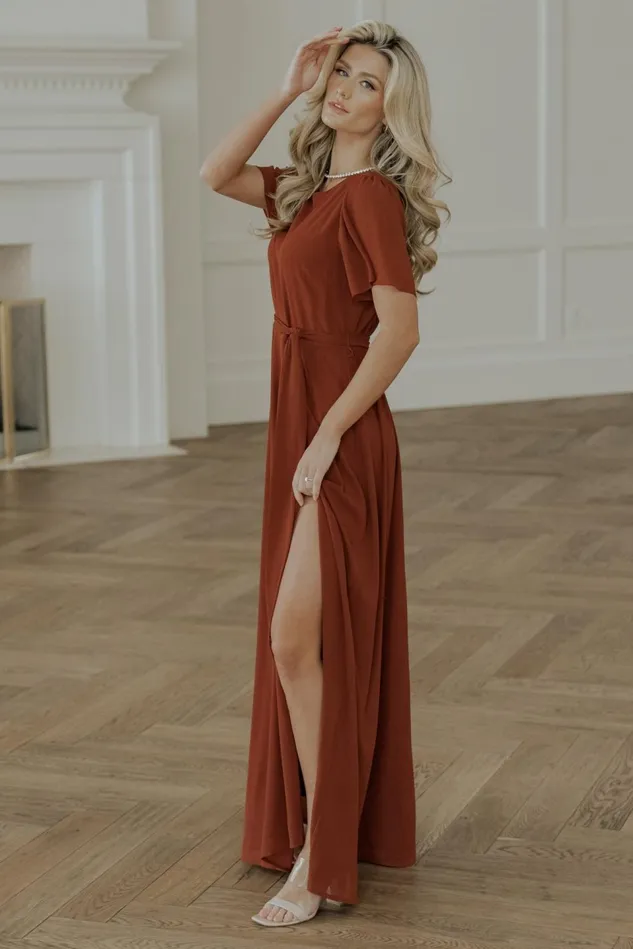 Baltic Born Mother Of The Bride Women Naomi Short Sleeve Maxi Dress Cinnamon Baltic Born Mother Of The Bride Women Naomi Short Sleeve Maxi Dress Cinnamon