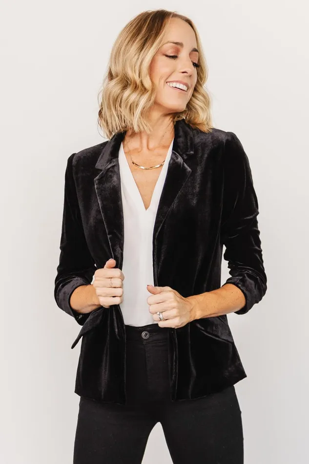 Baltic Born Outerwear Women Brinton Velvet Blazer Black